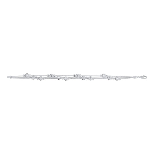 Sterling Silver Bead Station Bracelet, 7.5"