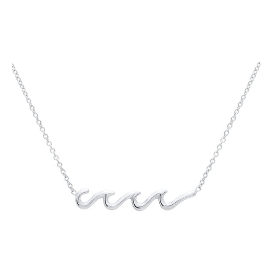 Sterling Silver Wave Bar Necklace 18"