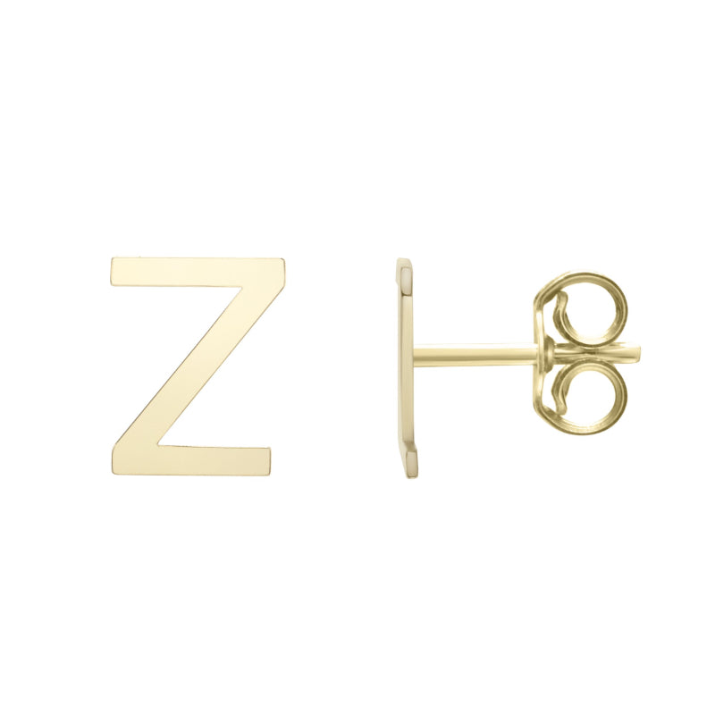 Gold Initial Stud Earring - 14kt