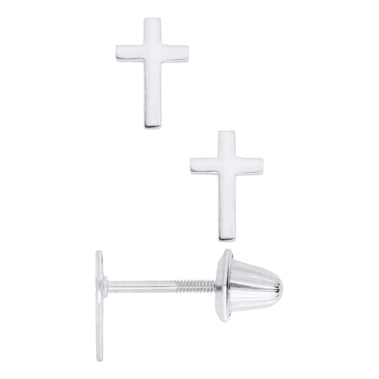 Children's Sterling Silver Cross Stud Earrings