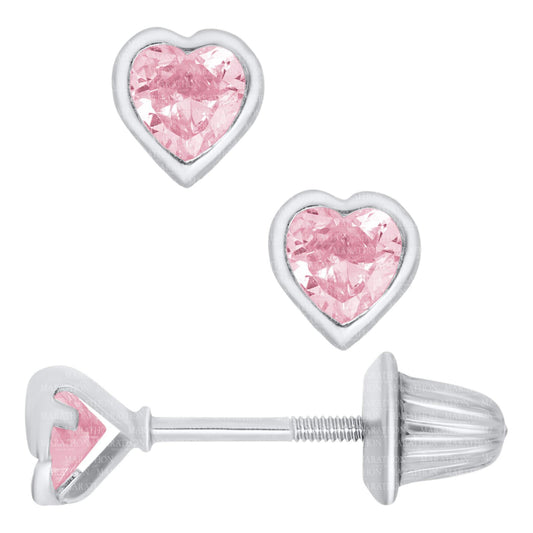 Children's Pink Heart Stud Earrings