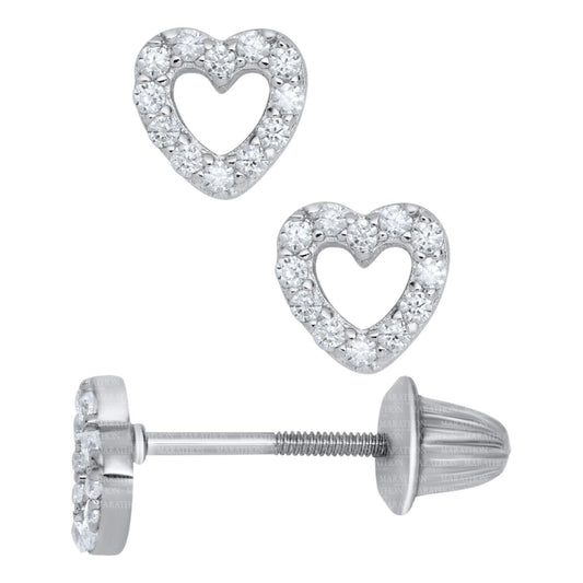 Children's Cubic Zirconia Heart Earrings
