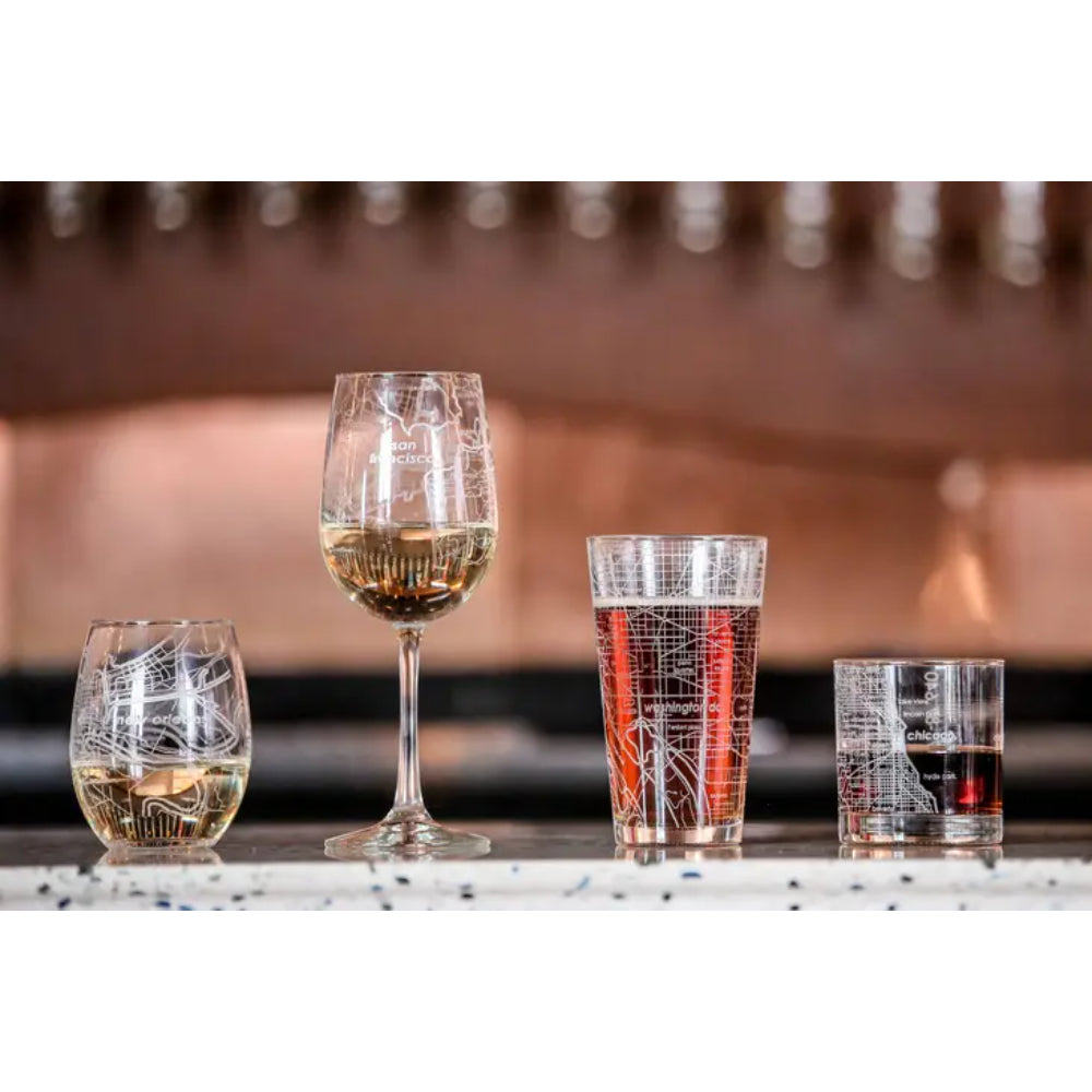 Well Told Annapolis MD - Navy College Town Map Rocks Glass