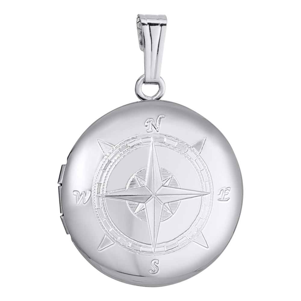 Silver Engravable Compass Sterling Silver Engraved Compass Locket – Smyth Jewelers