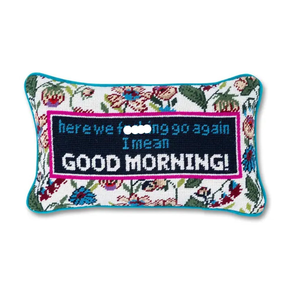 Furbish Studio Good Morning Needlepoint Pillow