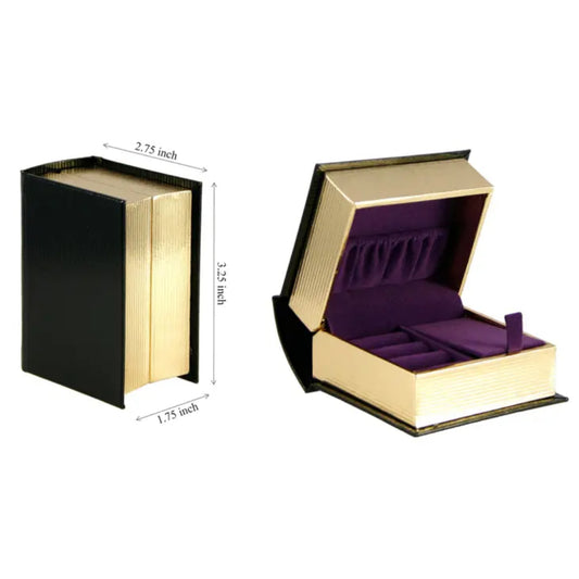Gold and Black Book Jewelry Presentation Box
