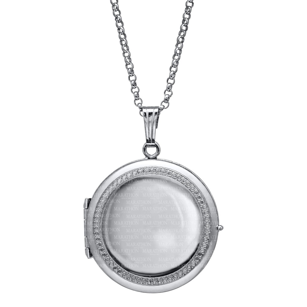 Sterling Silver Round 4 Picture Locket 20"