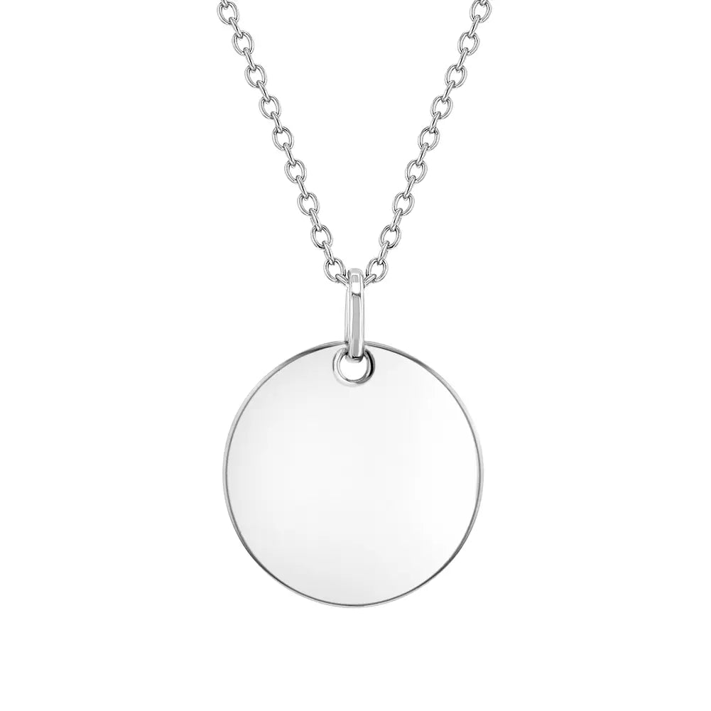 Children's Sterling Silver Small Engravable Round Disc Necklace