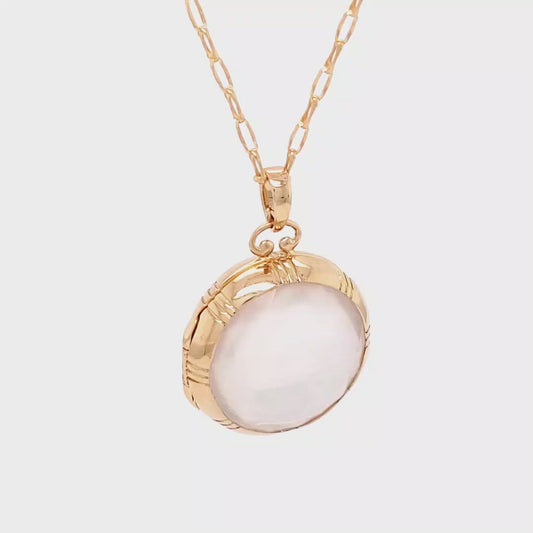 Monica Rich Kosann Petite Mother of Pearl Gold Locket Necklace