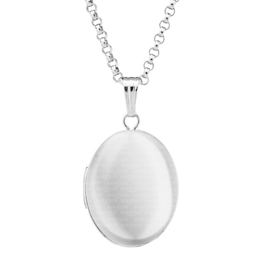 Sterling Silver Plain Oval Locket Necklace