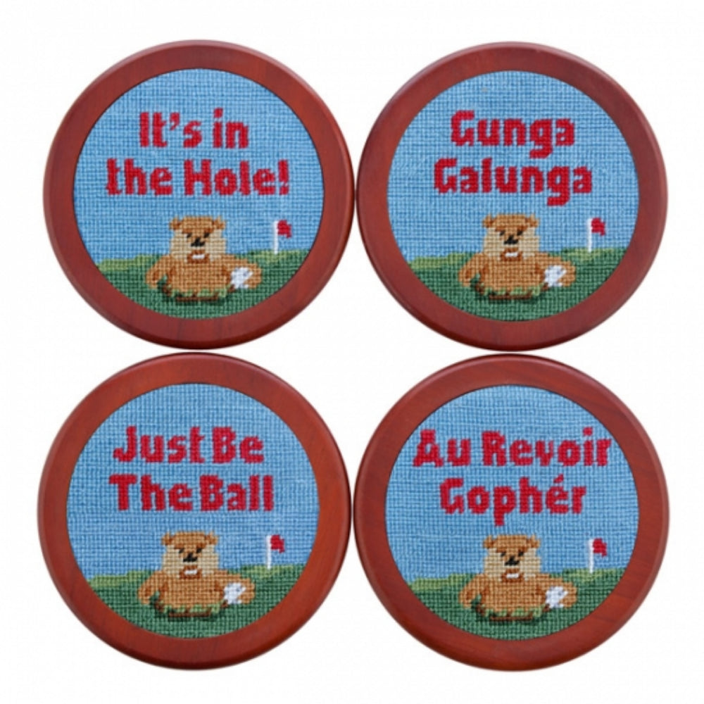 Smathers & Branson Gopher Golf Needlepoint Coaster Set