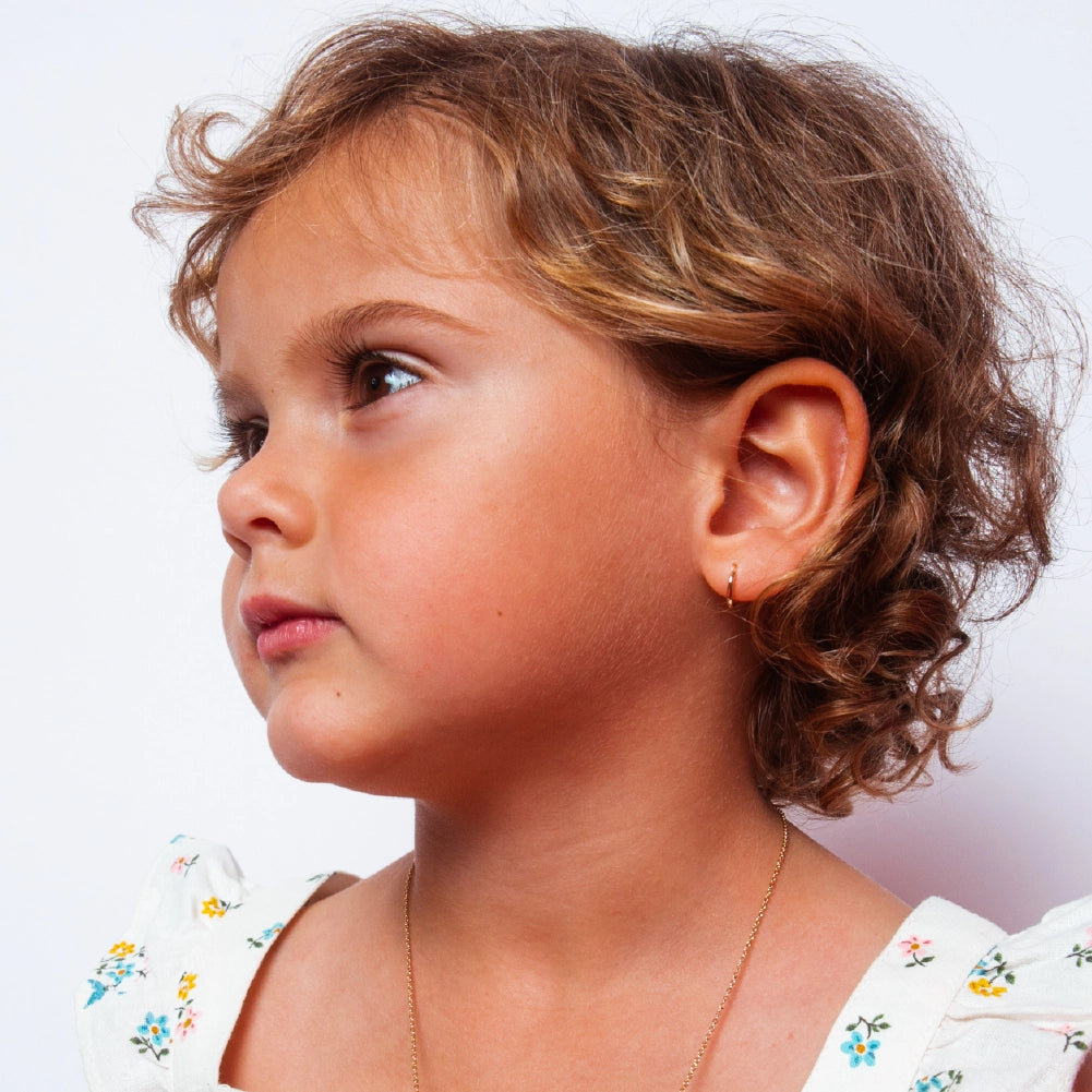 Children's 14K Yellow Gold Polish Plain Endless Small Hoop Earrings