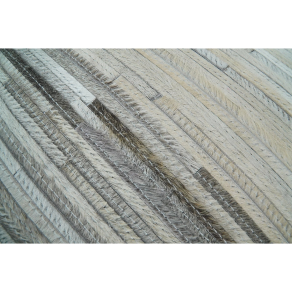 The Rug Decor Modern Stripes Ivory and Gray Genuine Leather Accent Pillow