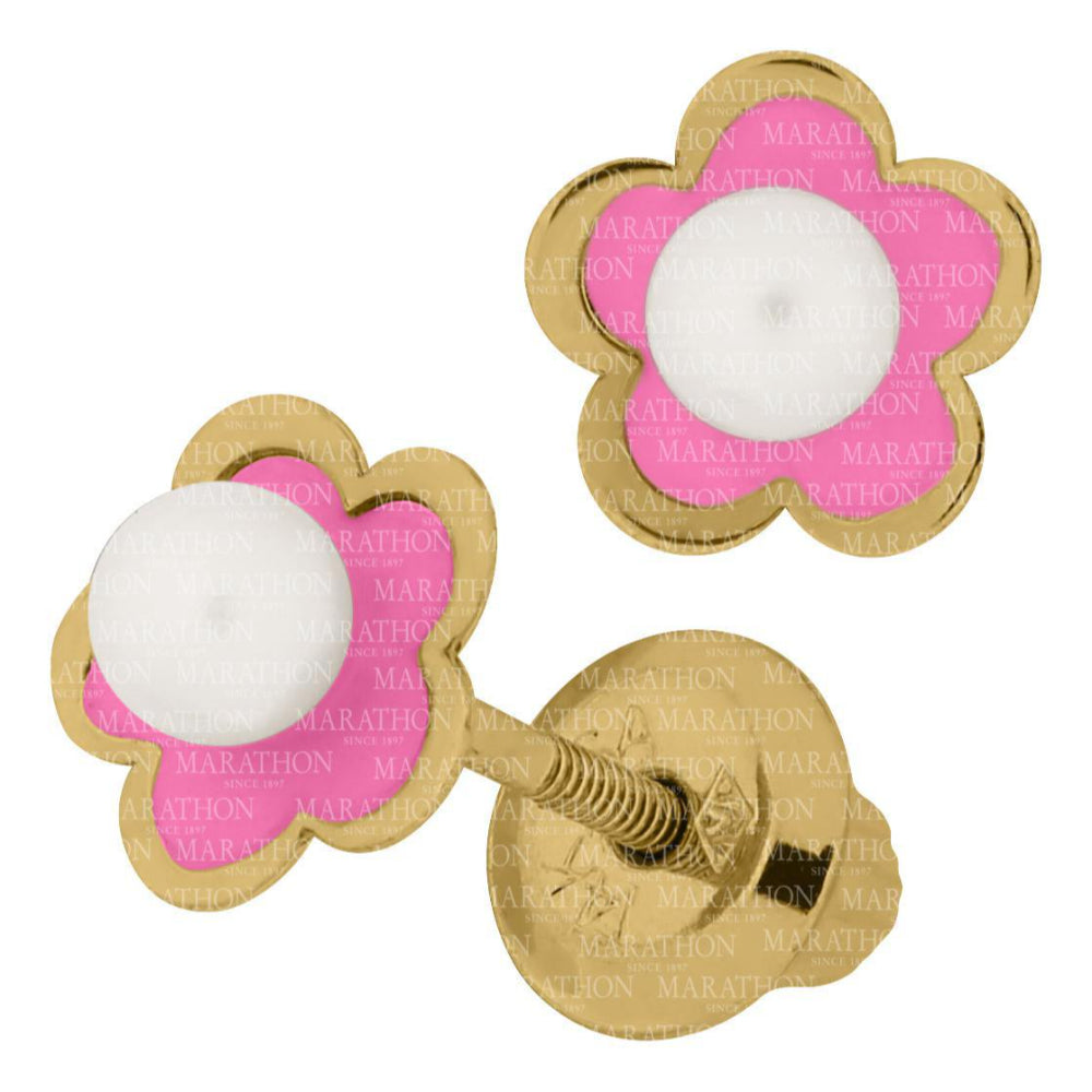 Children's 14k Pink Flower Stud Earrings