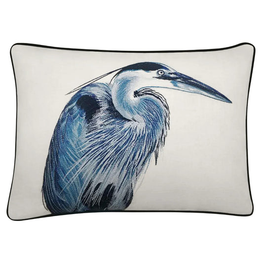 Tide Hill Heron Embroidered Pillow
