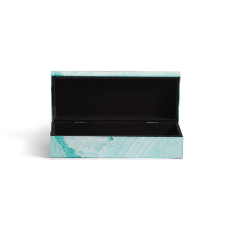 Two's Company Geode Turquoise Hinged Covered with Black Velvet Lined Box