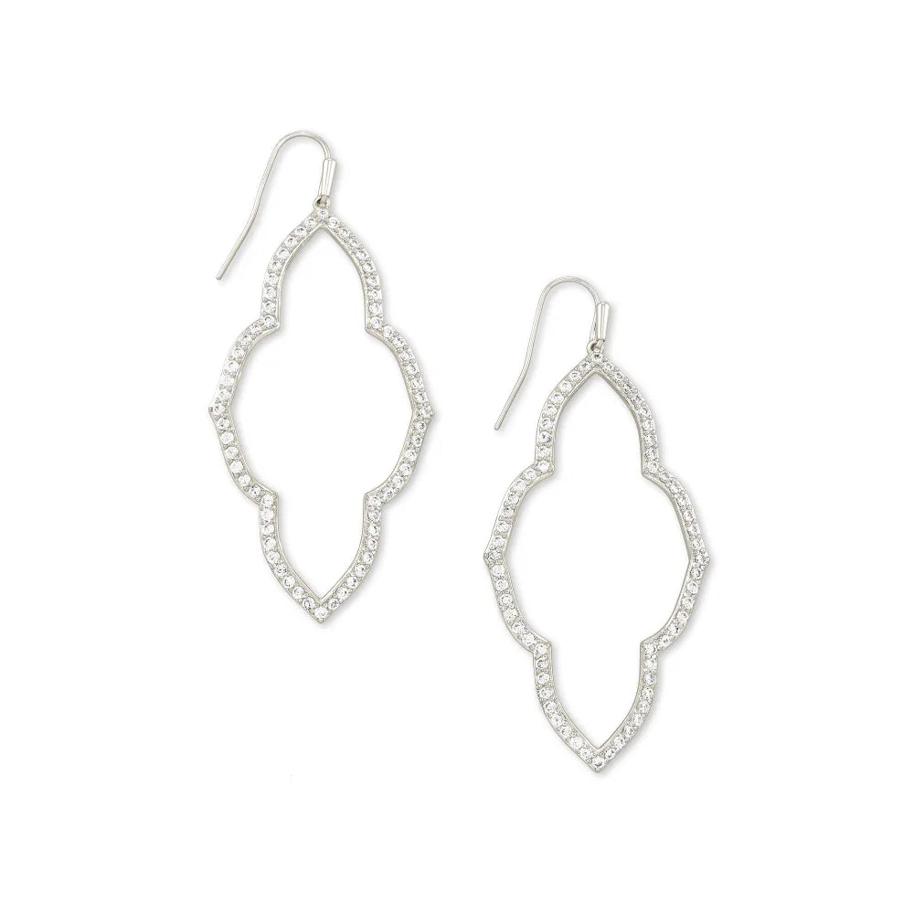 Kendra Scott Abbie Open Frame Earrings in White Crystal