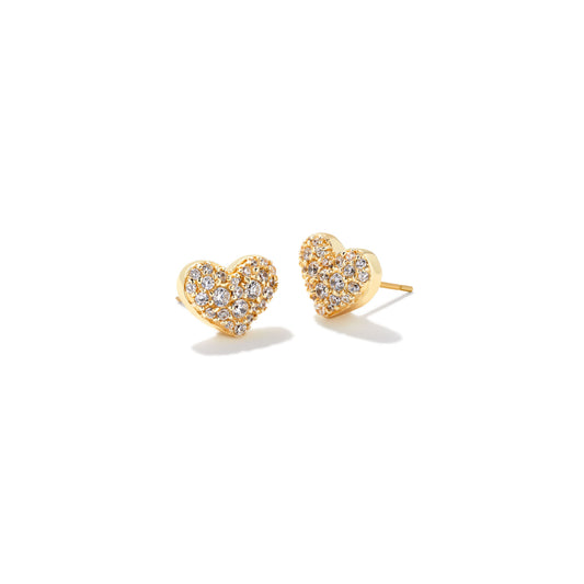 Kendra Scott Ari Pave Crystal Heart Earrings in White Cubic Zirconia