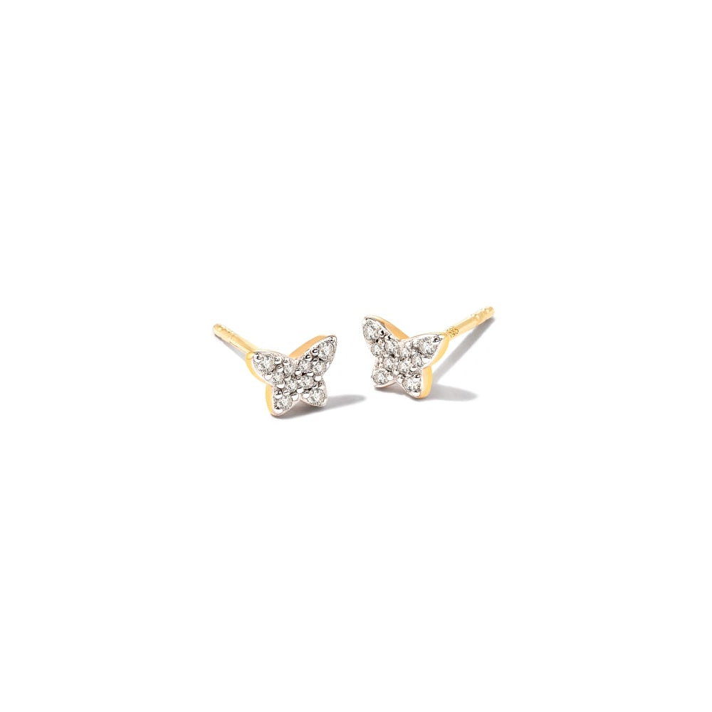 Kendra Scott Butterfly 14k Gold Stud Earrings in White Diamond