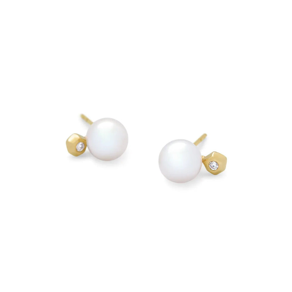 Kendra Scott Cathleen 14k Yellow Gold Pearl Stud Earrings