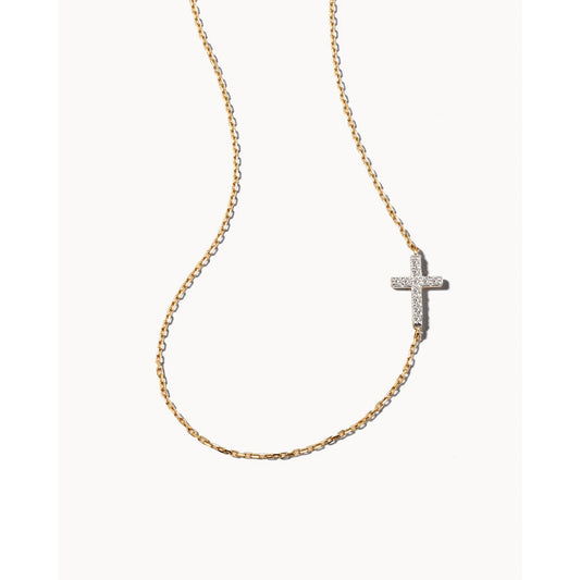 Kendra Scott Cross 14k Gold Strand Necklace in White Diamond