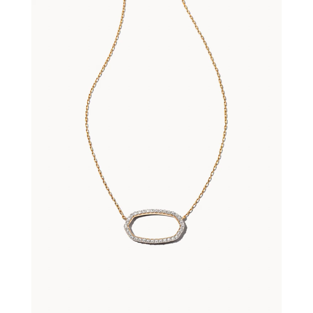 Kendra Scott Elisa 14k Gold Open Frame Pendant Necklace in White Diamond