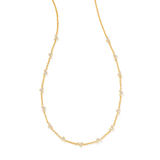 Kendra Scott Haven Heart Strand Necklace in White Crystal