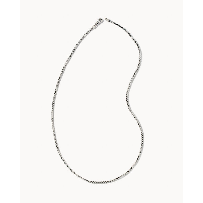 Scott Bros. Beck Thin Round Box Chain Necklace In Oxidized Sterling Silver
