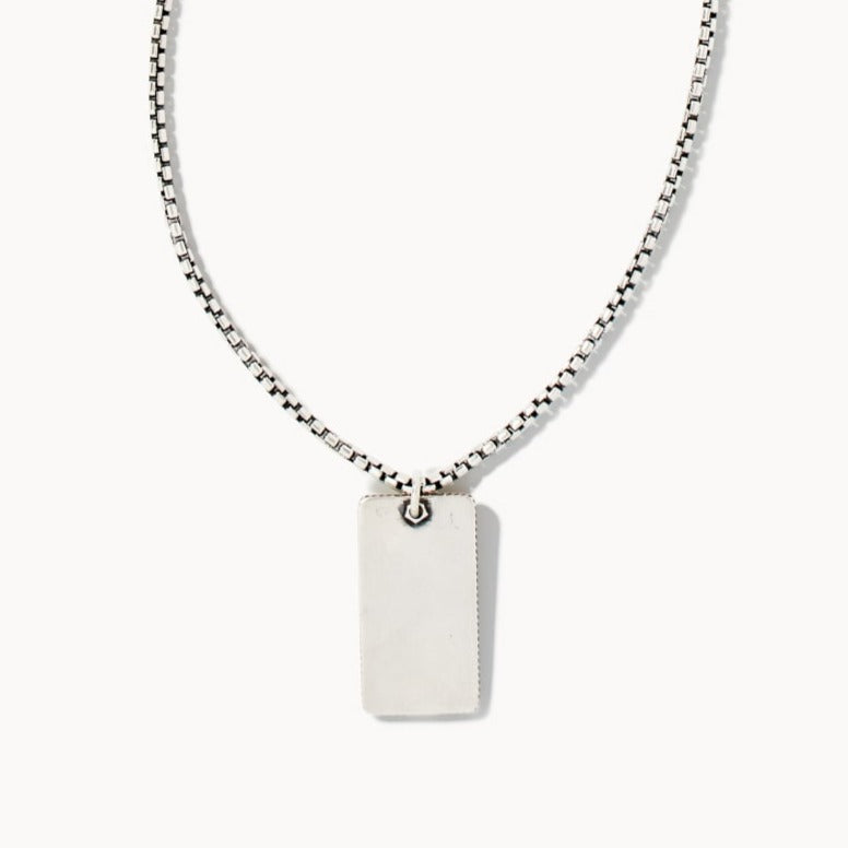 Scott Bros. Dog Tag Necklace In Oxidized Sterling Silver