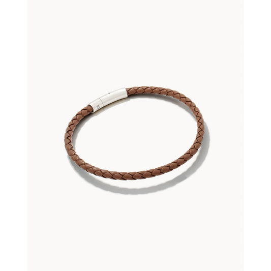 Scott Bros. Evans Oxidized Sterling Silver Corded Bracelet In Taupe Leather