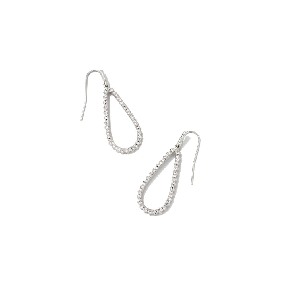 Kendra Scott Payton Small Open Frame Earrings in White Crystal