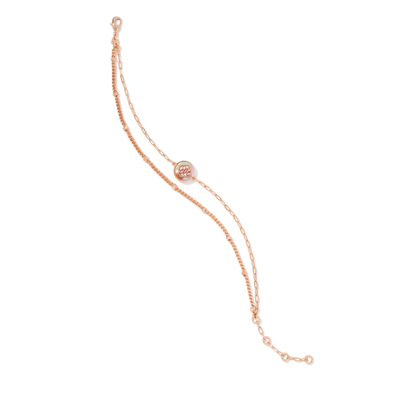 Kendra Scott Stamped Dira Delicate Chain in Bracelet Rose Metal with Golden Abalone