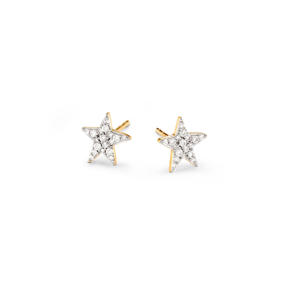 Kendra Scott Star 14k Yellow Gold Stud Earrings in White Diamond
