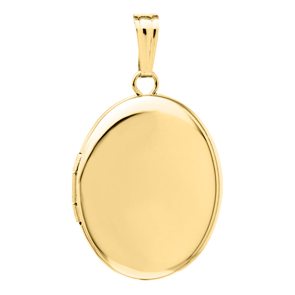 14k Yellow Gold Oval Polished Locket Necklace