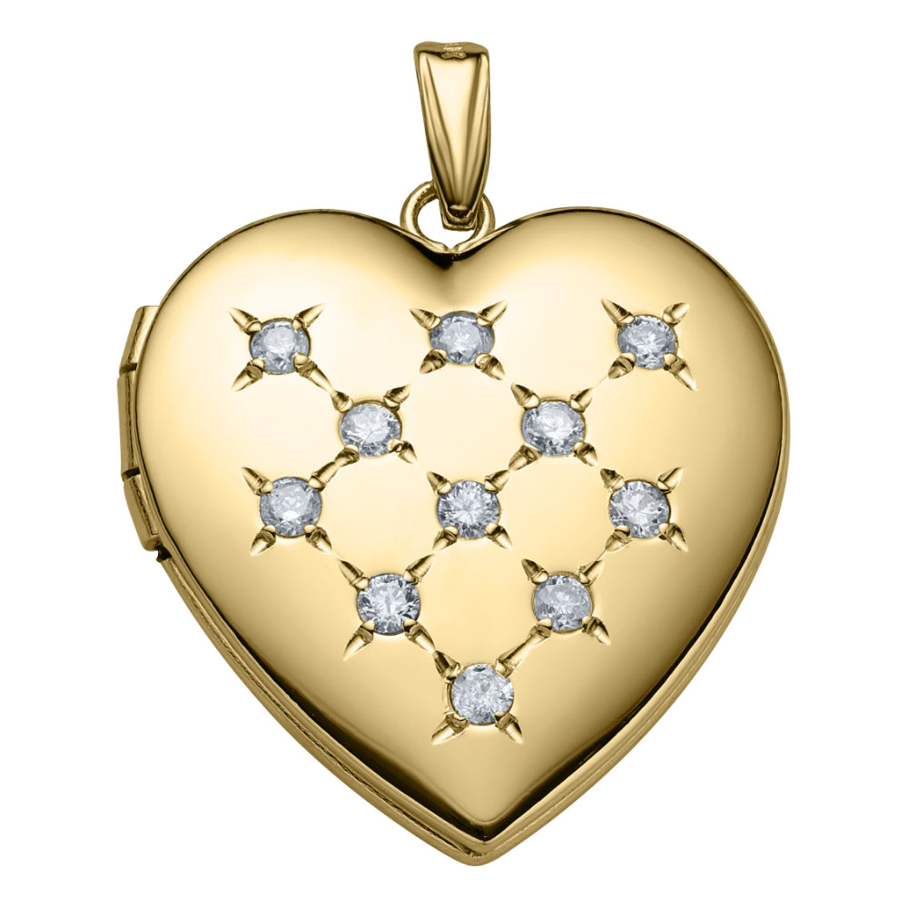 14k Gold Diamond Heart Locket Necklace
