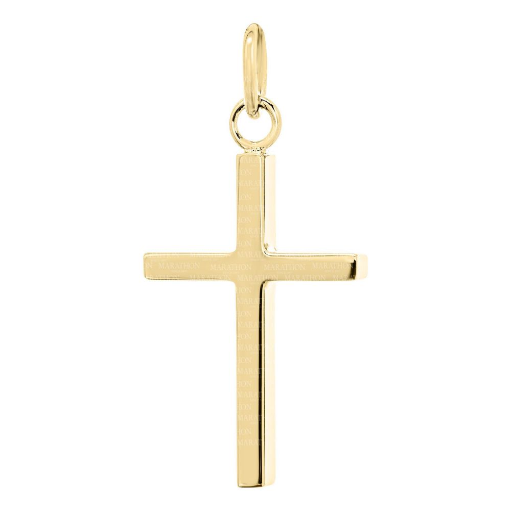 14K Gold Shadow Cross Necklace