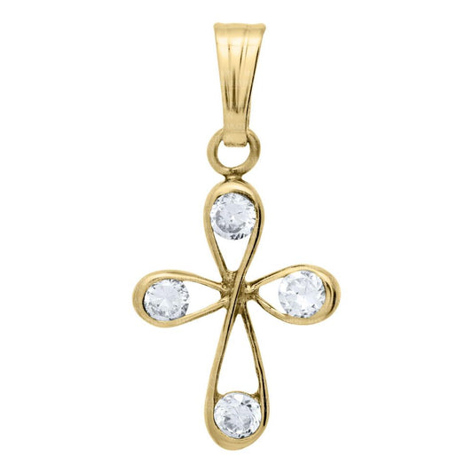 Children's 14k Gold CZ Cross Pendant on 15" Chain