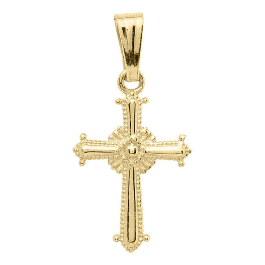 Children's 14k Beaded Cross Pendant Necklace, 15"