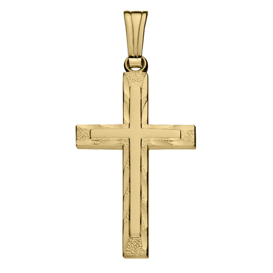14k Diamond-Cut Cross Pendant Necklace 18"
