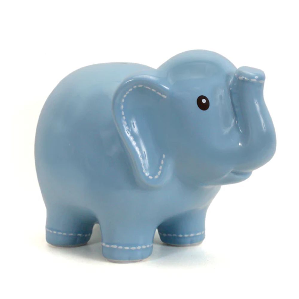 Child to Cherish Large Stitched Blue Elephant Bank