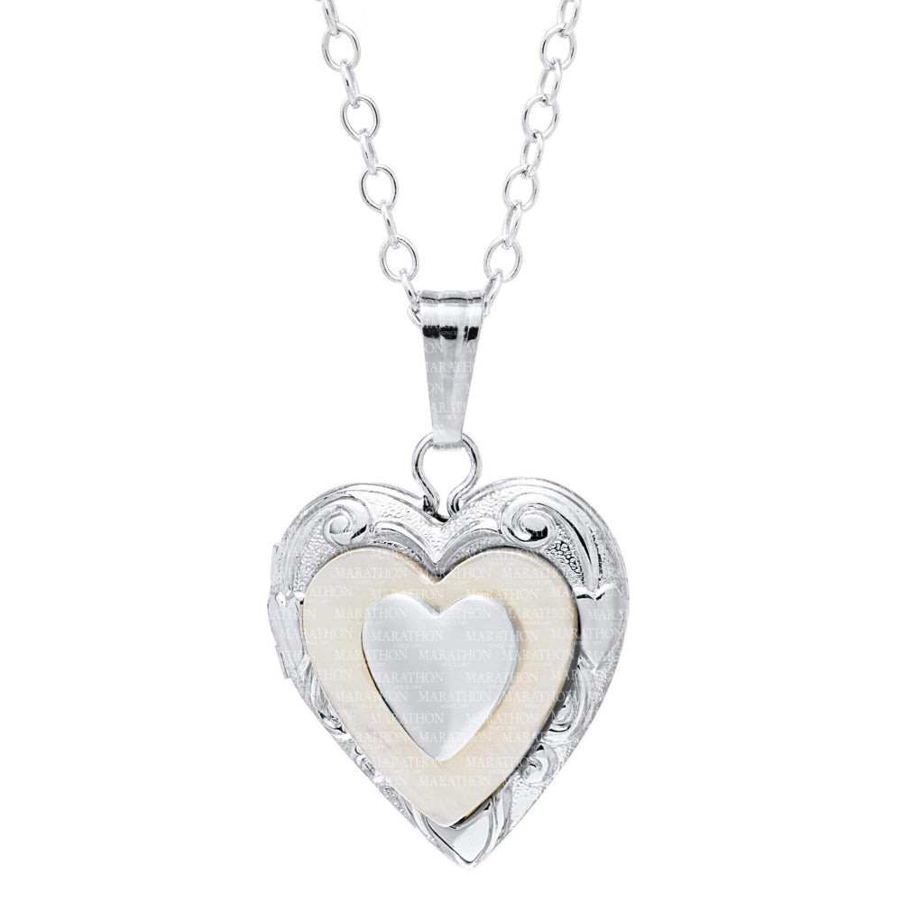 Children's Mother of Pearl Heart Locket Necklace