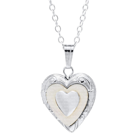 Children's Mother of Pearl Heart Locket Necklace