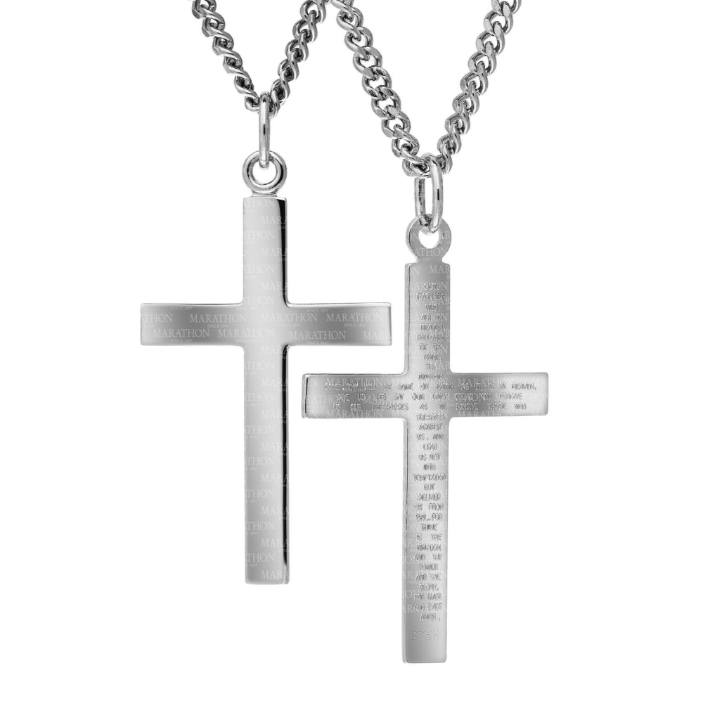Sterling Silver Cross with "Our Father" Prayer