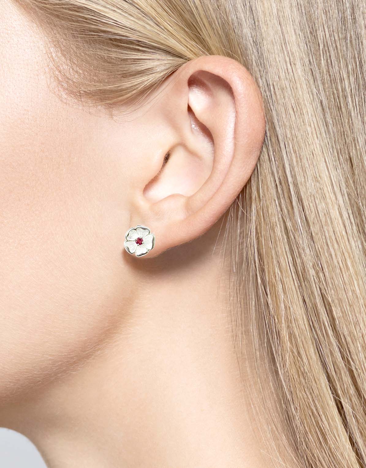Nicole Barr White Rose Stud Earrings