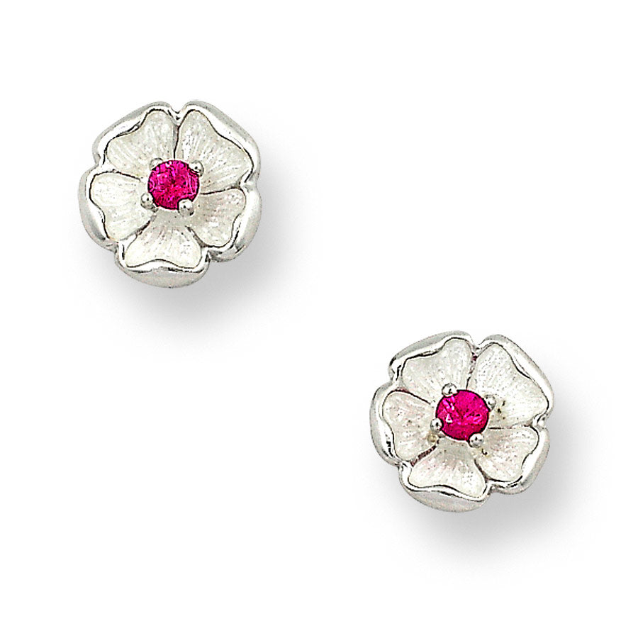 Nicole Barr White Rose Stud Earrings