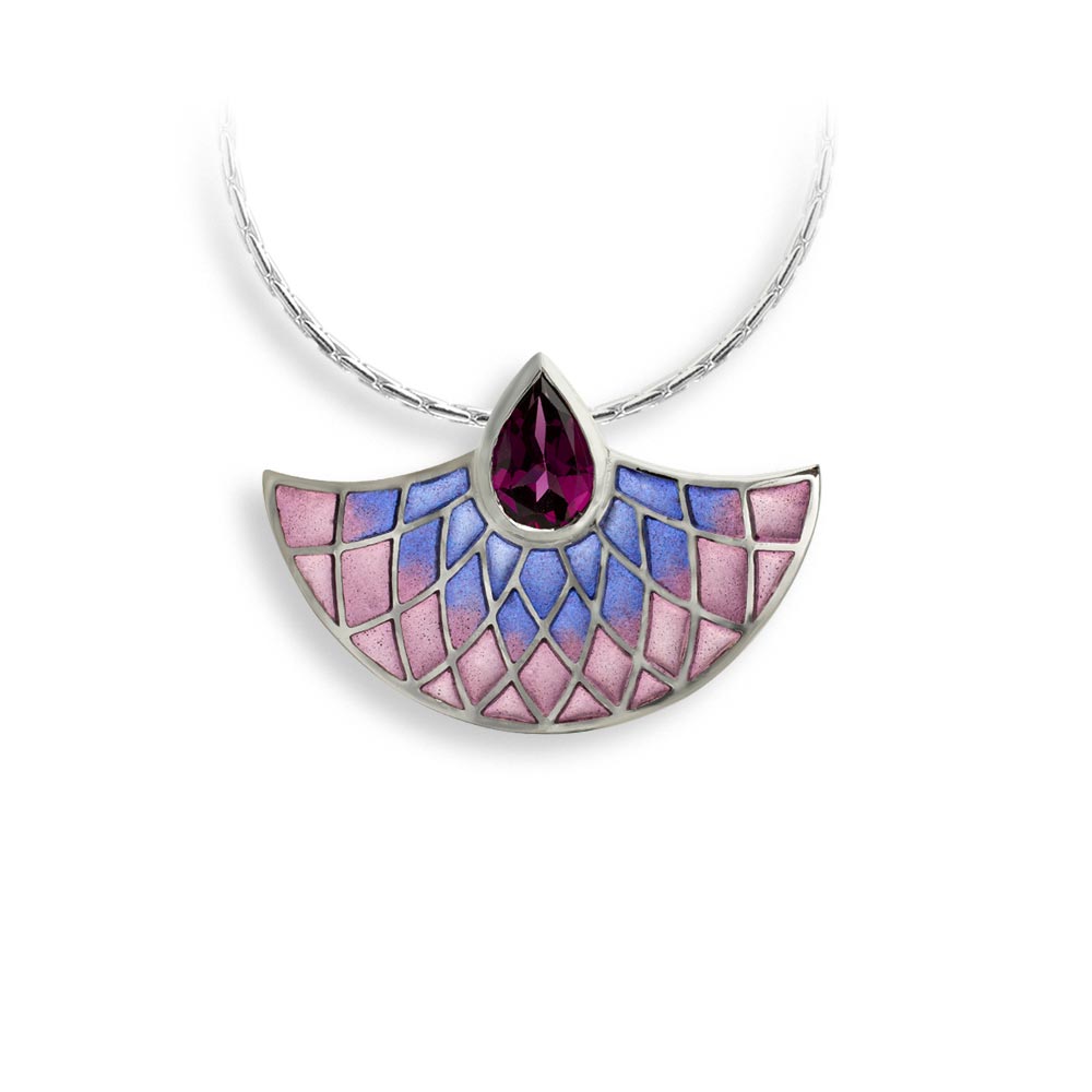 Nicole Barr Purple Art Deco Fan Necklace