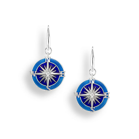 Nicole Barr Blue Enamel Compass Rose Earrings