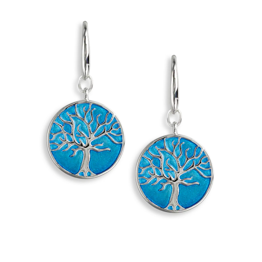 Nicole Barr Blue Enamel Tree of Life Earrings