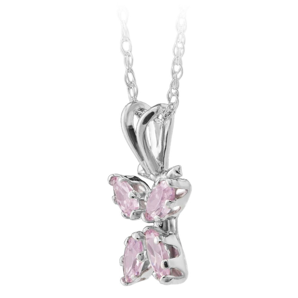 Children's Pink CZ Butterfly Necklace