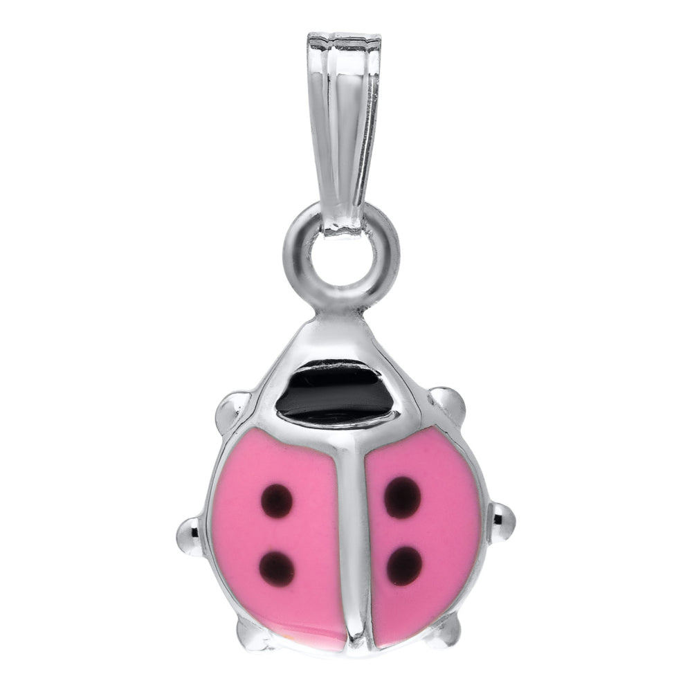 Children's Sterling Silver Pink Lady Bug Necklace 15"
